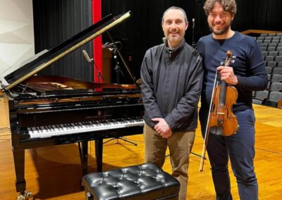 Recording Medtner works for violin and piano in Cleveland Tri-C Auditorium with Antonio Pompa-Baldi. February 2023