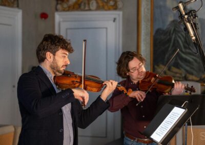 Recording Rolla violin duets with Benjamin Marquise Gilmore, at the Stauffer Academy in Cremona